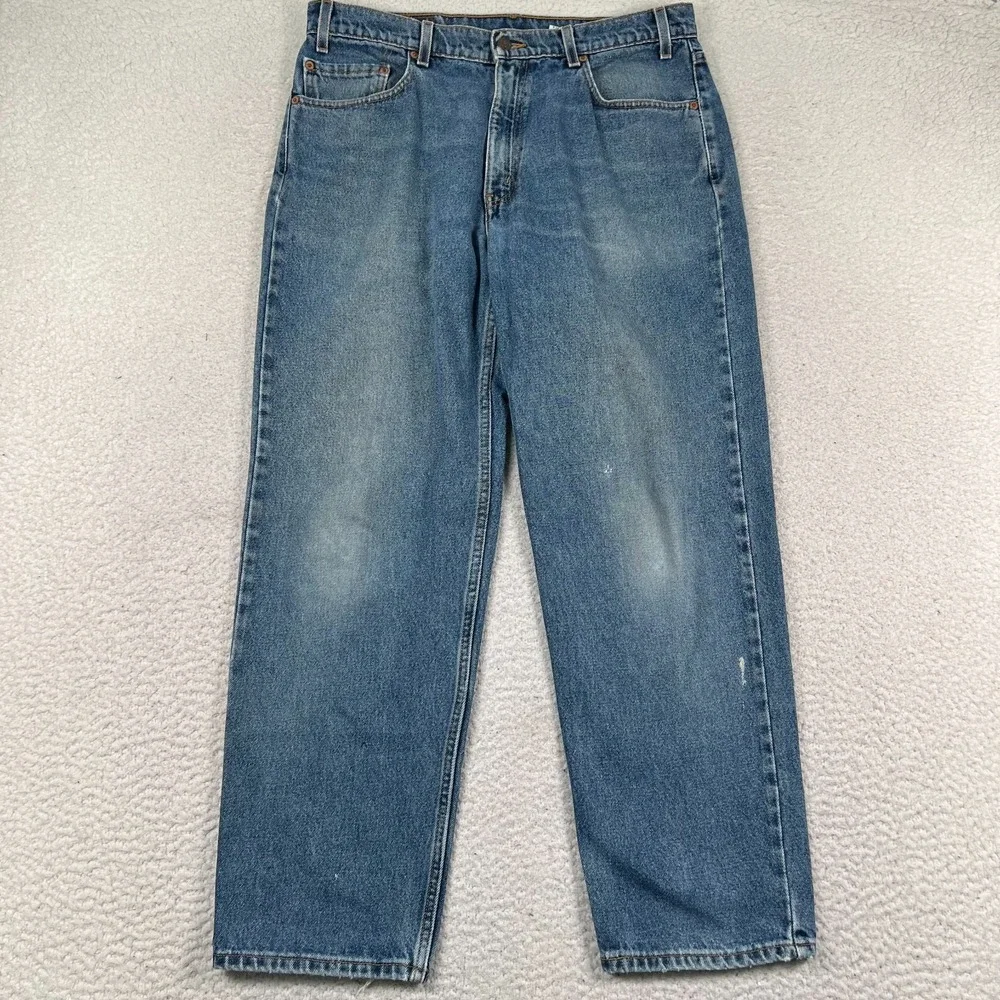 Levi's 550 Jeans Fits 34x30 Relaxed Fit Straight Leg Faded Blue Denim VTG 90s